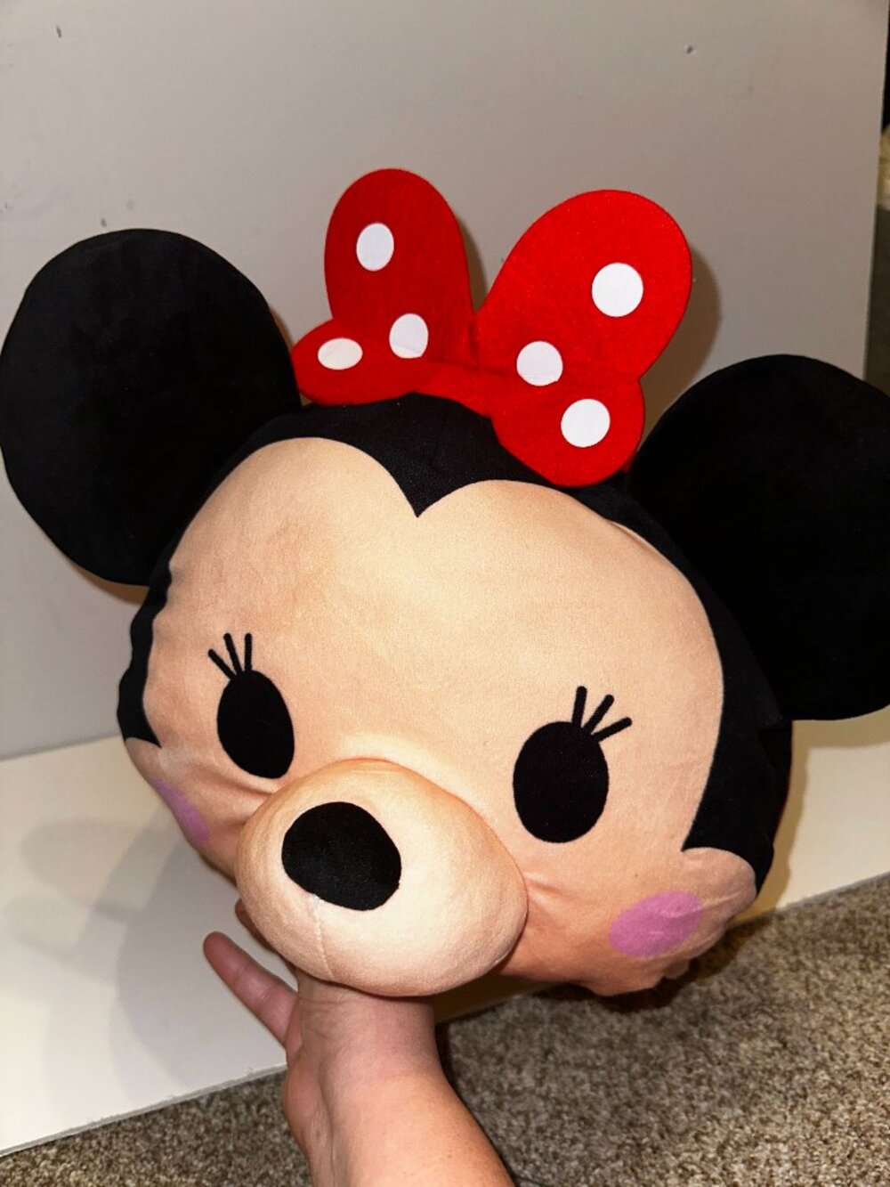 Disney Tsum Tsum Minnie Mouse Plush Pillow Jumbo 20-22" red dress big bow